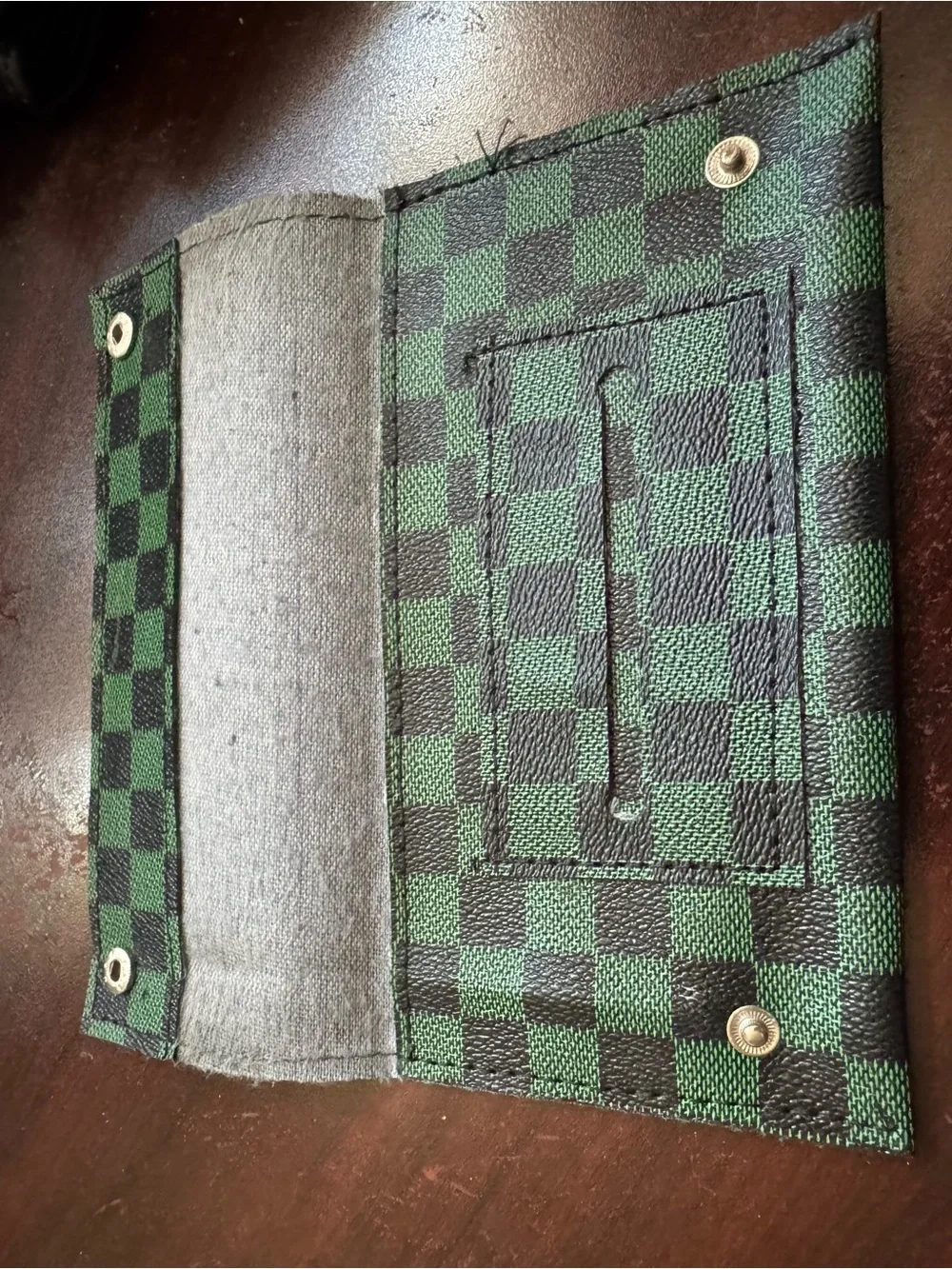 Checkered Green & Black Card Holder